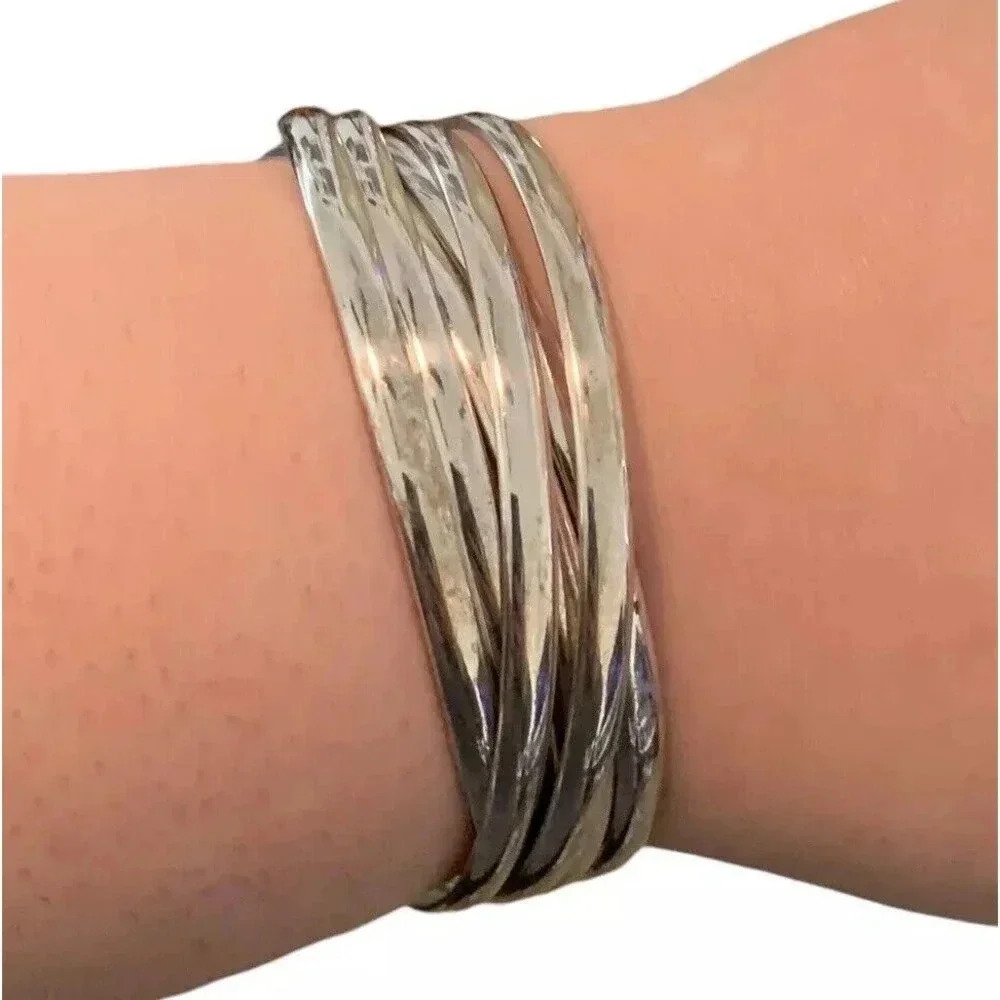 Set Of 6 Interlocking Bangle Twisted Bracelet Sta… - image 2